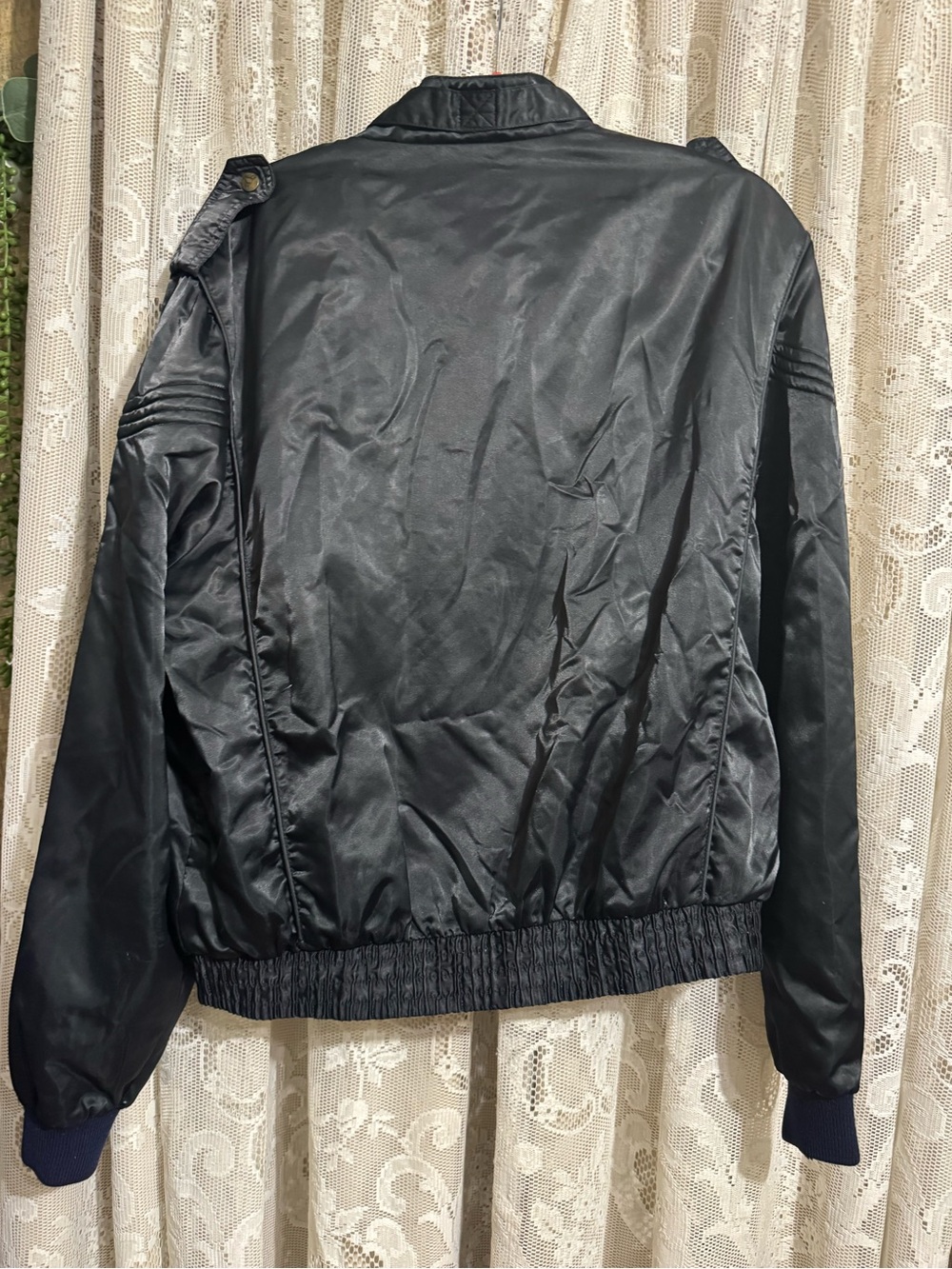VTG 80s Sergio Valente Black Bomber Jacket Members Only Style Sz 44 - Picture 3 of 3